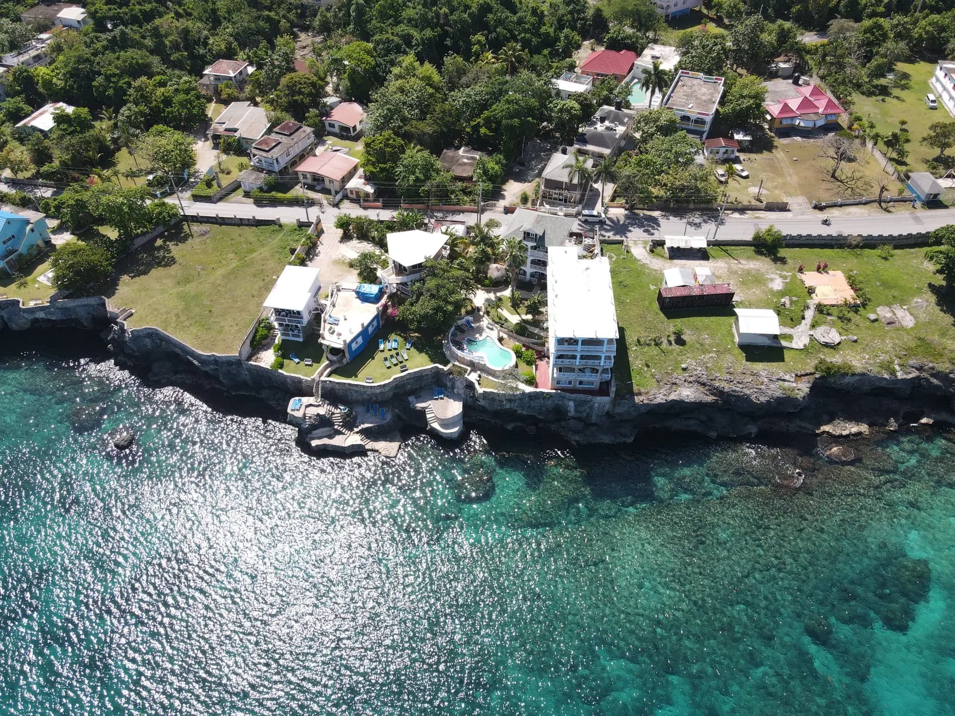 Aerial of Home Sweet Home Resort and the West End coast