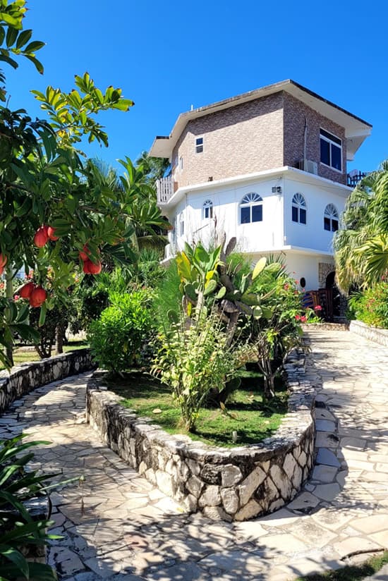 Cliffside grounds and sea view at Home Sweet Home Resort, Negril