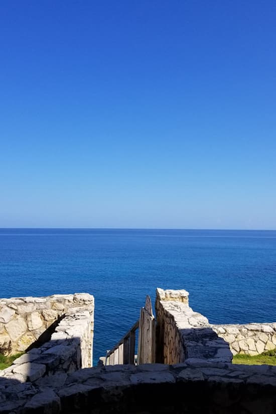 Stone garden gate at Home Sweet Home Resort, Negril